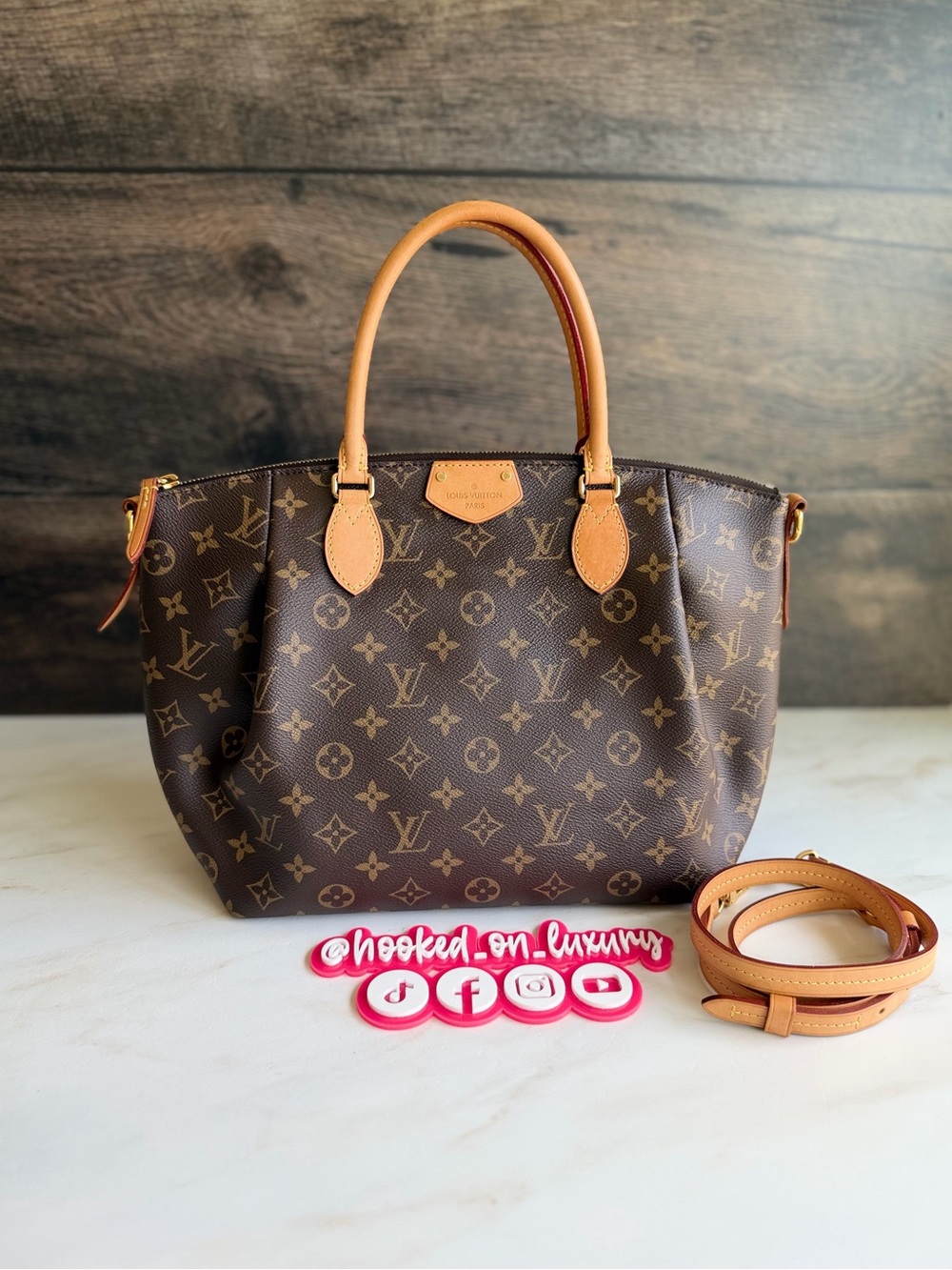 Authentic Louis Vuitton Turenne MM Monogram Canvas Shoulder Handbag Tote Purse